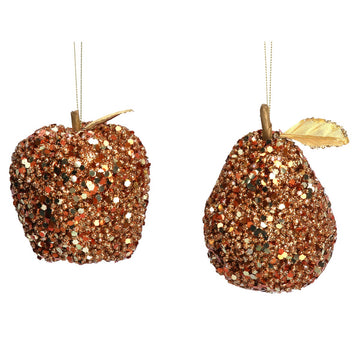 Copper Sequin Apple/Pear Acrylic Decoration (9cm)