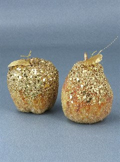 Old Gold Bead Sequin Apple or Pear Dec/Astd