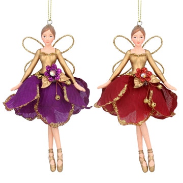 Red Flower Petal Dress Fairy Resin Decoration (12cm)