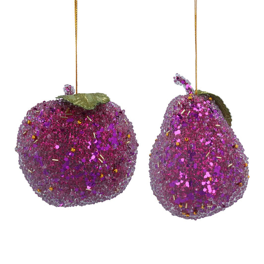 Purple Apple & Pear Polystyrene Decoration (13cm)