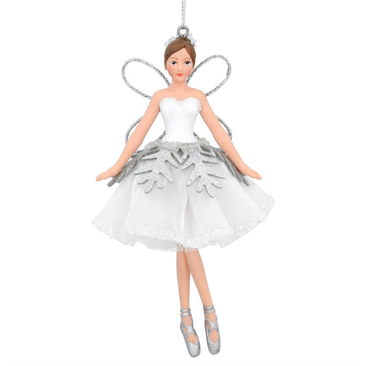 White/Silver Standing Fairy Resin Decoration (12cm)