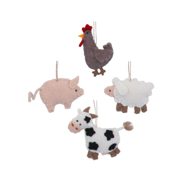 Hen/Pig/Cow/Sheep Felt Decoration (9cm)