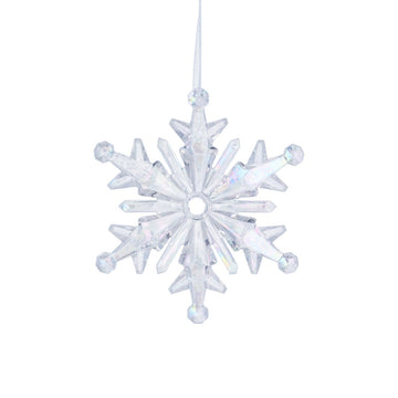 Clear Snowflake with Irid Sparkle Acrylic Decoration (10cm)