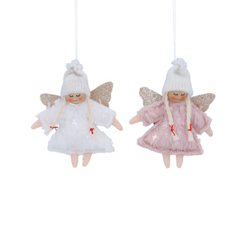 Pink/White Fairy Polyester Decoration (12cm)