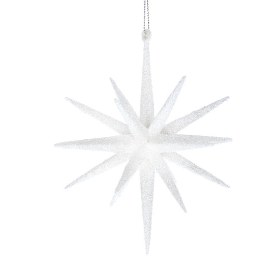 Acrylic Decoration - White Glitter Bethlehem Star