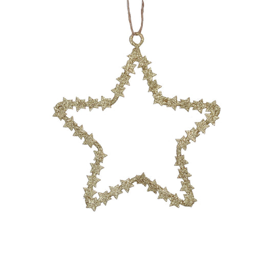 Gold Sparkle Cut-Out Star Metal Decoration (11cm)