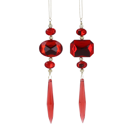 Red Diamante Icicle Drop Acrylic Decoration (17cm)