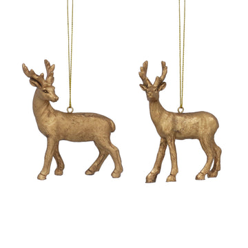 Old Gold Reindeer Resin Decoration (9cm)