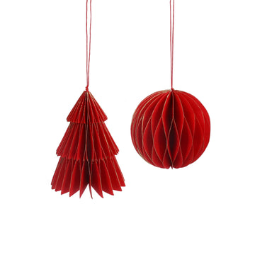 Red Honeycomb Ball/Tree Paper Decoration (10cm)