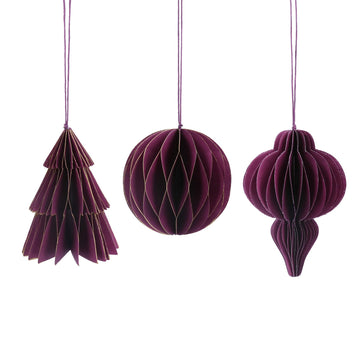 Aubergine Honeycomb Tree/Ball/Ogee Paper Decoration (14cm)