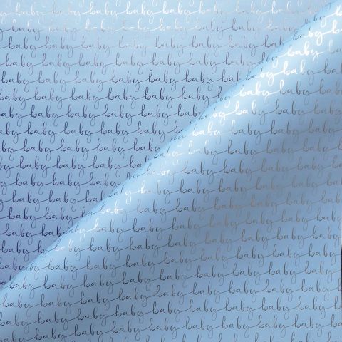 Gift Wrap Baby Script Blue Foil