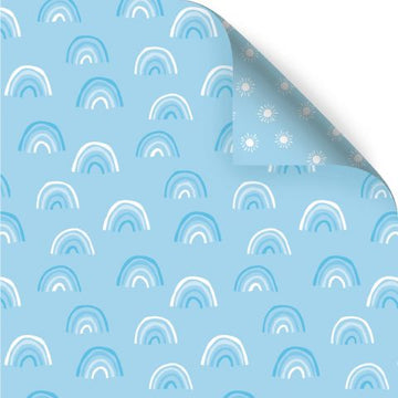 Gift Wrap Rainbows and Stars Blue