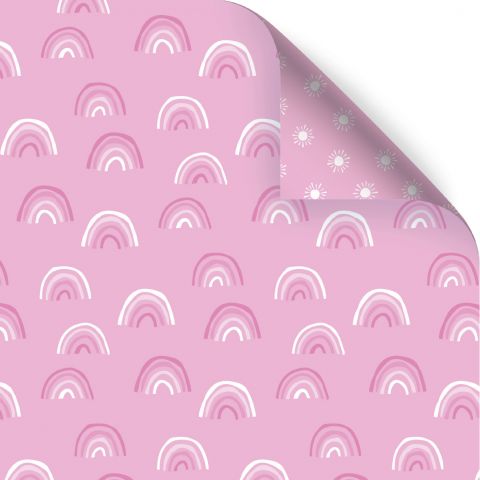 Gift Wrap Rainbows and Stars Pink