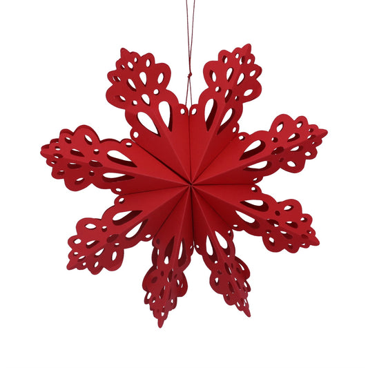 Red Fretwork Snowflake Paper Decoration (30cm)