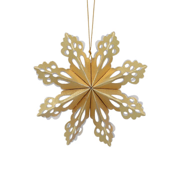 Gold Fretwork Snowflake Paper Decoration (14cm)