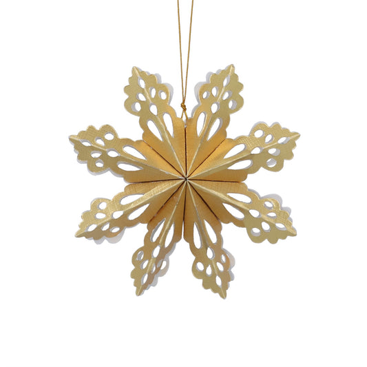 Gold Fretwork Snowflake Paper Decoration (14cm)