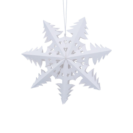 White Tree Spoke Snowflake Paper Decoration (19cm)