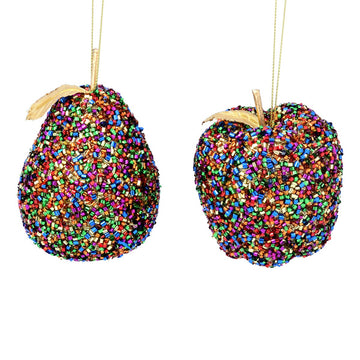 Multicolour Sparkling Apple/Pear Acrylic Decoration (11cm)