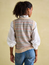 Islay Oatmeal V Neck Fair Isle Knitted Vest