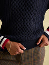 Dawson Navy Cable Knit Cricket Jumper