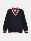 Dawson Navy Cable Knit Cricket Jumper