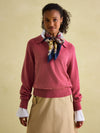 Mia Raspberry Pink Pointelle Jumper with Open Collar