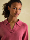 Mia Raspberry Pink Pointelle Jumper with Open Collar