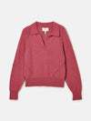 Mia Raspberry Pink Pointelle Jumper with Open Collar