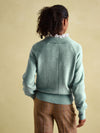 Mia Teal Blue Pointelle Jumper with Open Collar