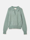 Mia Teal Blue Pointelle Jumper with Open Collar