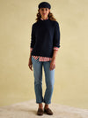 Bernie Navy Crew Neck Textured Jumper