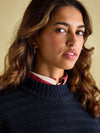 Bernie Navy Crew Neck Textured Jumper