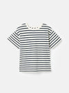 Laundered Stripe Cream & Navy Short Sleeve Stripe T-Shirt