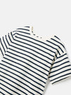 Laundered Stripe Cream & Navy Short Sleeve Stripe T-Shirt