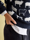 What The Flock Navy/White Intarsia Sheep Jumper