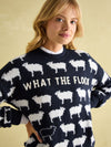 What The Flock Navy/White Intarsia Sheep Jumper