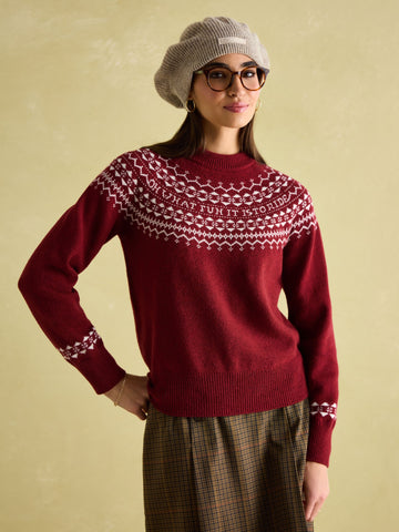 Eve Red Festive Fair Isle Jumper