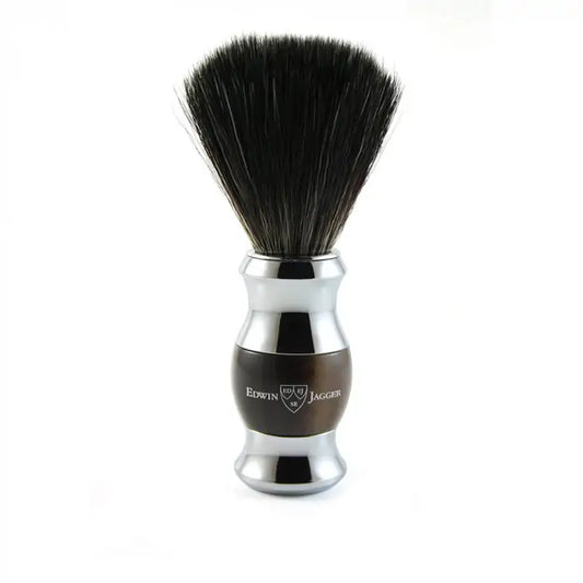 Imitation Light Horn & Chrome Shaving Brush (Black Synthetic)