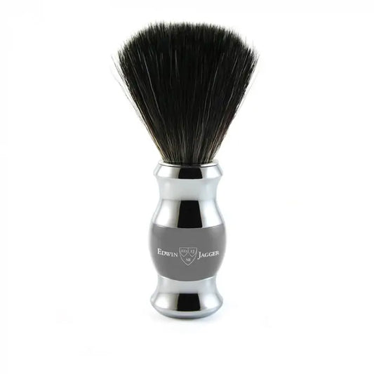 Grey & Chrome Shaving Brush (Black Synthetic)