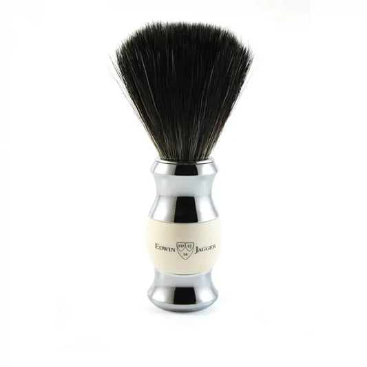Imitation Ivory & Chrome Shaving Brush (Black Synthetic)