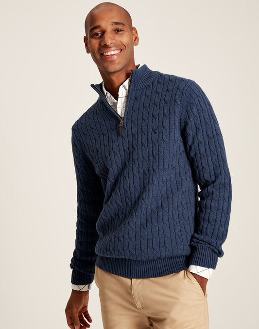 Cable Knit Zip Neck Jumper
