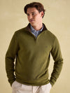 Alistair Khaki Green Quarter Zip Cotton Sweatshirt