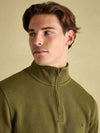 Alistair Khaki Green Quarter Zip Cotton Sweatshirt