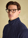 Malton Navy Quilted Jersey Pullover Sweatshirt