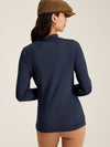 Amy Navy Long Sleeve High Neck Jersey Top