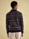 Fair Isle Navy Crew Neck Jumper Contains Merino Wool