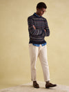 Fair Isle Navy Crew Neck Jumper Contains Merino Wool