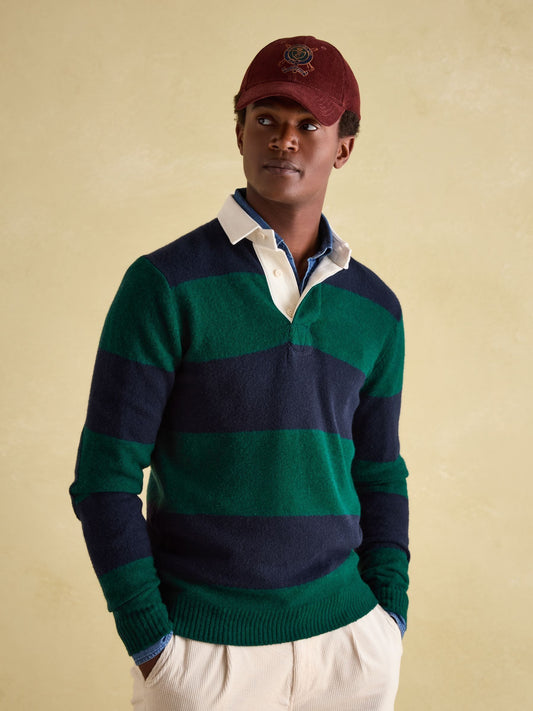 Seymour Green/Navy Knitted Rugby Shirt