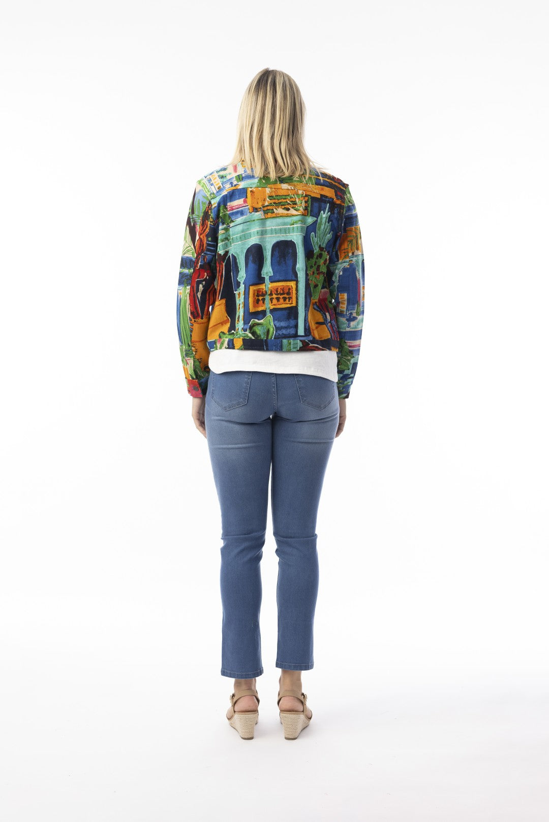 Printed Cotton Ponte Jacket Oasis