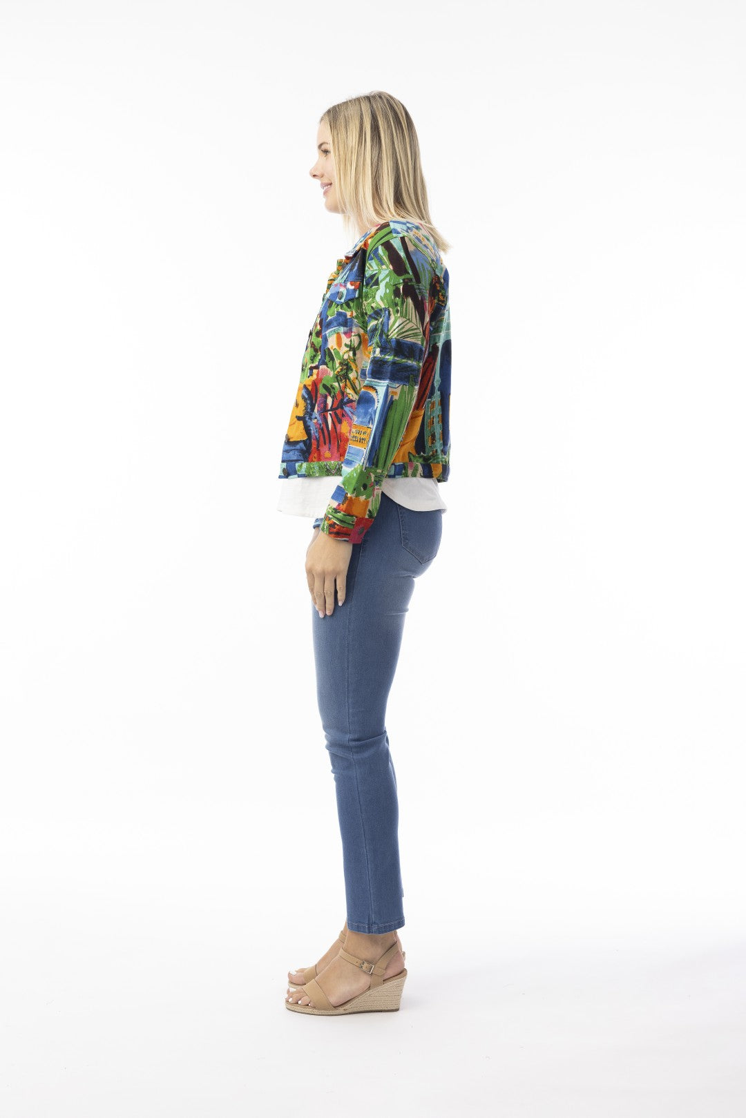 Printed Cotton Ponte Jacket Oasis